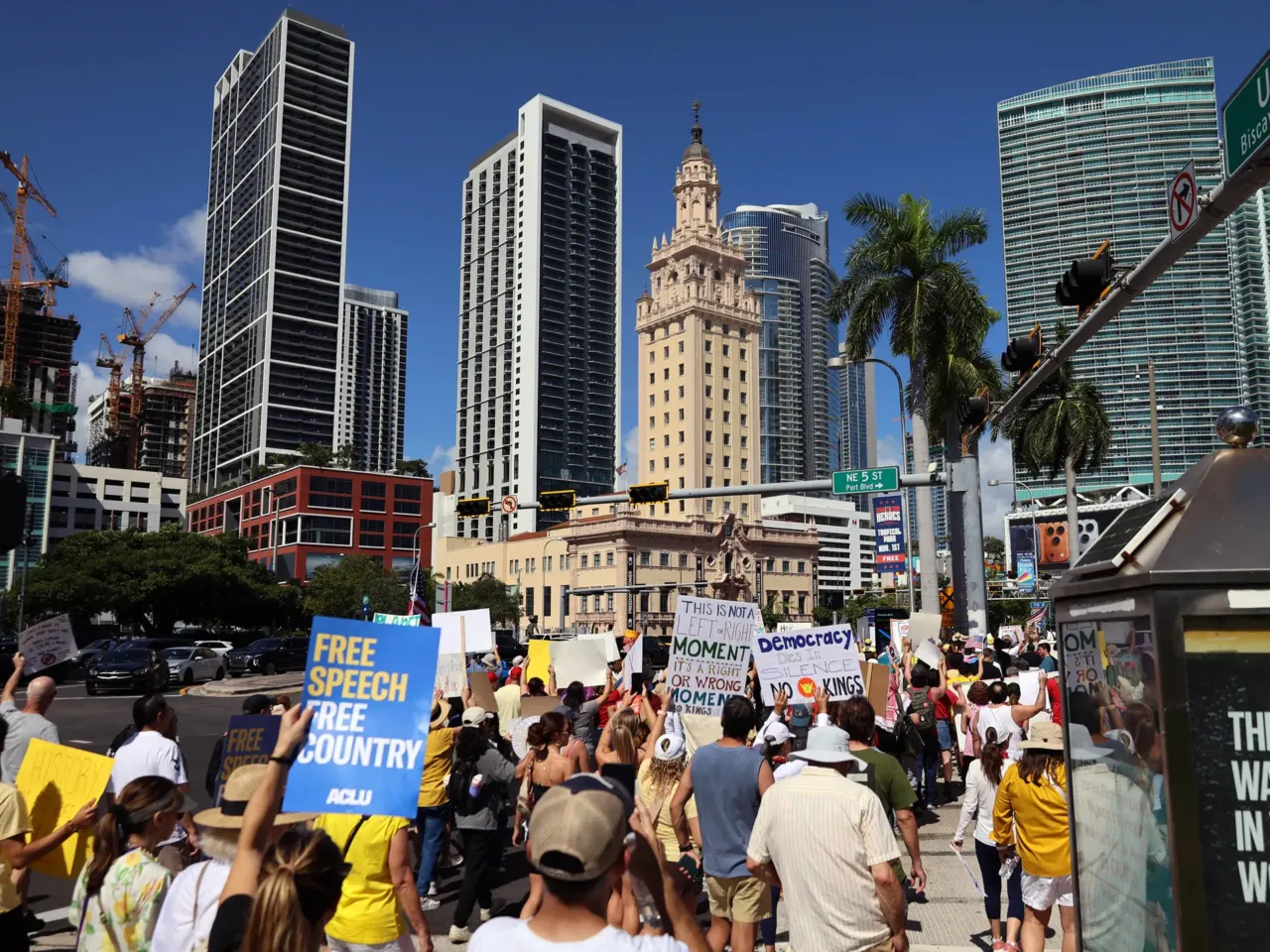 Protestors marched through downtown Miami.
