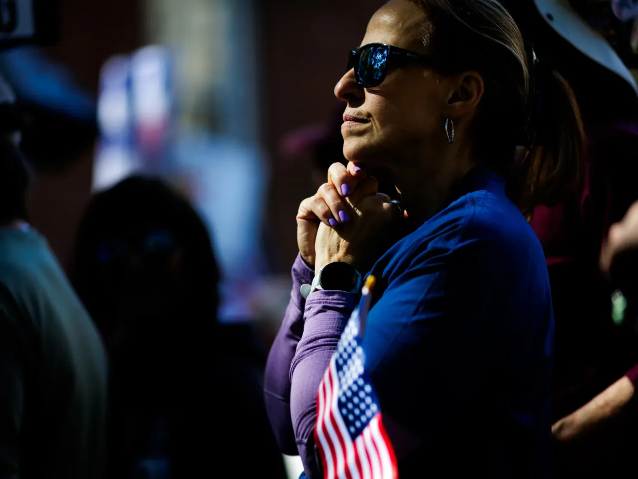 Barbara Hunrath joins thousands of others who took to the streets for a "No Kings" rally on Saturday, October 18, 2025 in Richmond, Virginia.