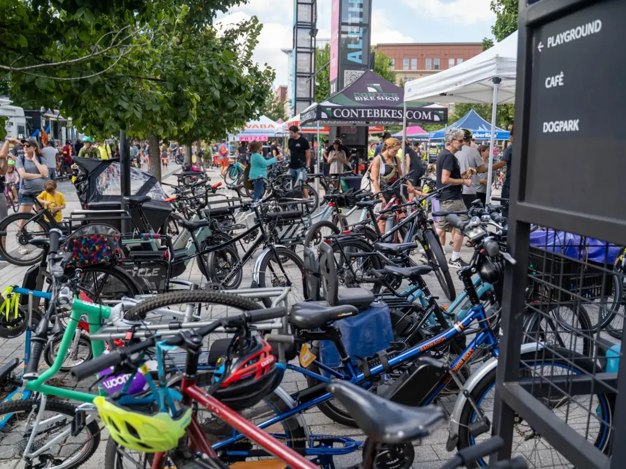 Crowds of bikes at the DC Bike Fest.