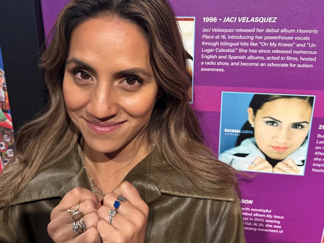 Rachael Lampa playfully reenacts her first album cover.