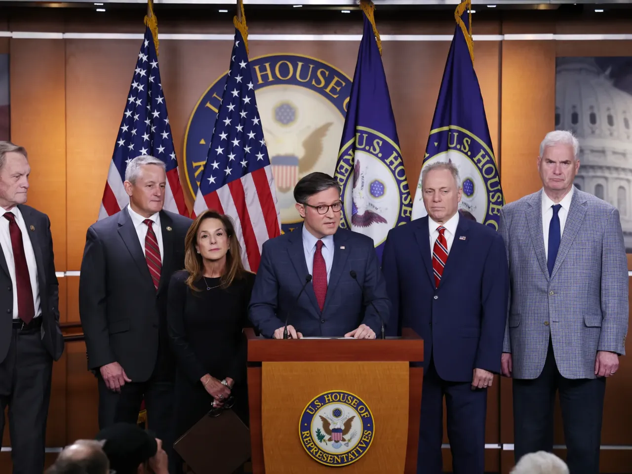 The federal government is still shut down. Here's what that means across the country 1 U.S. Speaker of the House Mike Johnson (R-La.) speaks during a news conference on the government shutdown at the U.S. Capitol on Oct. 22, 2025 in Washington, D.C. (L-R) Johnson was joined by Rep. Mike Simpson (R-Idaho), Rep. Bruce Westerman (R-Ark.), House Majority Conference Chair Lisa McClain (R-Mich.), Majority Leader Steve Scalise (R-La.), and House Majority Whip Tom Emmer (R-Minn.).