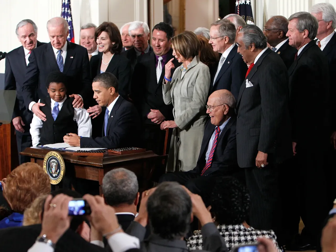 President Obama signed the Affordable Care Act into law in the East Room of the White House on March 23, 2010 in Washington, D.C. Fifteen years later, the political debate over the law continues to dominate in Congress.