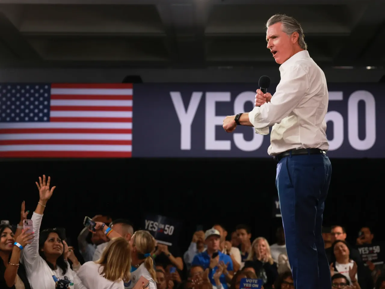 After California's vote to counter Trump, here's where redistricting stands 1 Gov. Gavin Newsom speaks during a campaign event to urge Californians to back redistricting in Proposition 50, Saturday in Los Angeles.