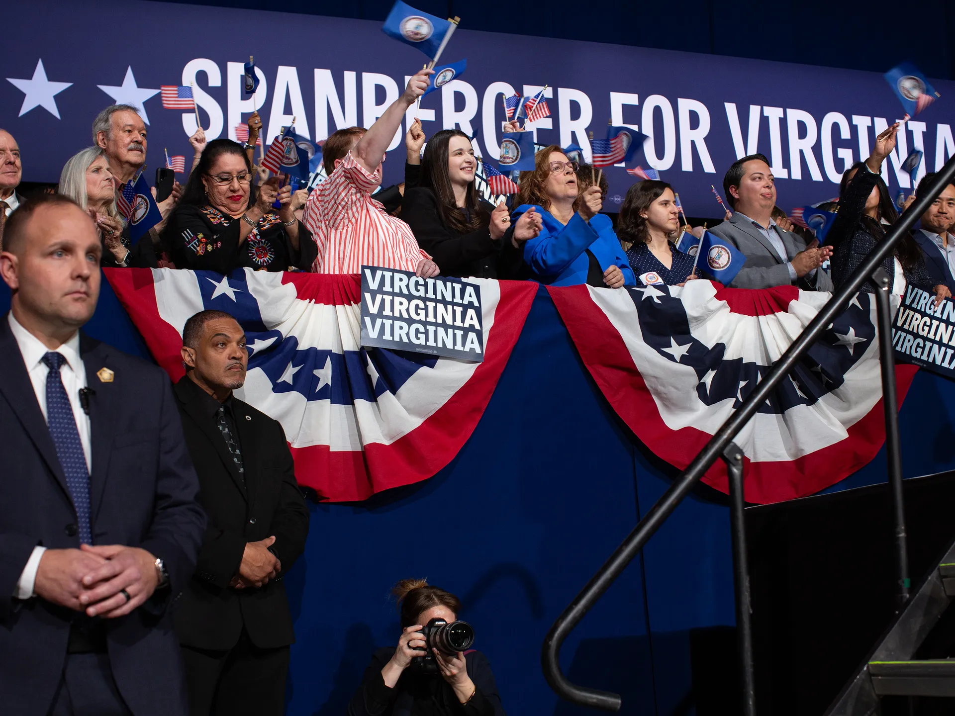 Photo essay: Amid historic election, Virginians long for change 28 Supporters of Virginia Governor-elect Abigail Spanberger, young and old, celebrate her victory at the Greater Richmond Convention Center on Nov. 4, 2025. The Associated Press called the race at 7:59 p.m., less than an hour after polls closed.