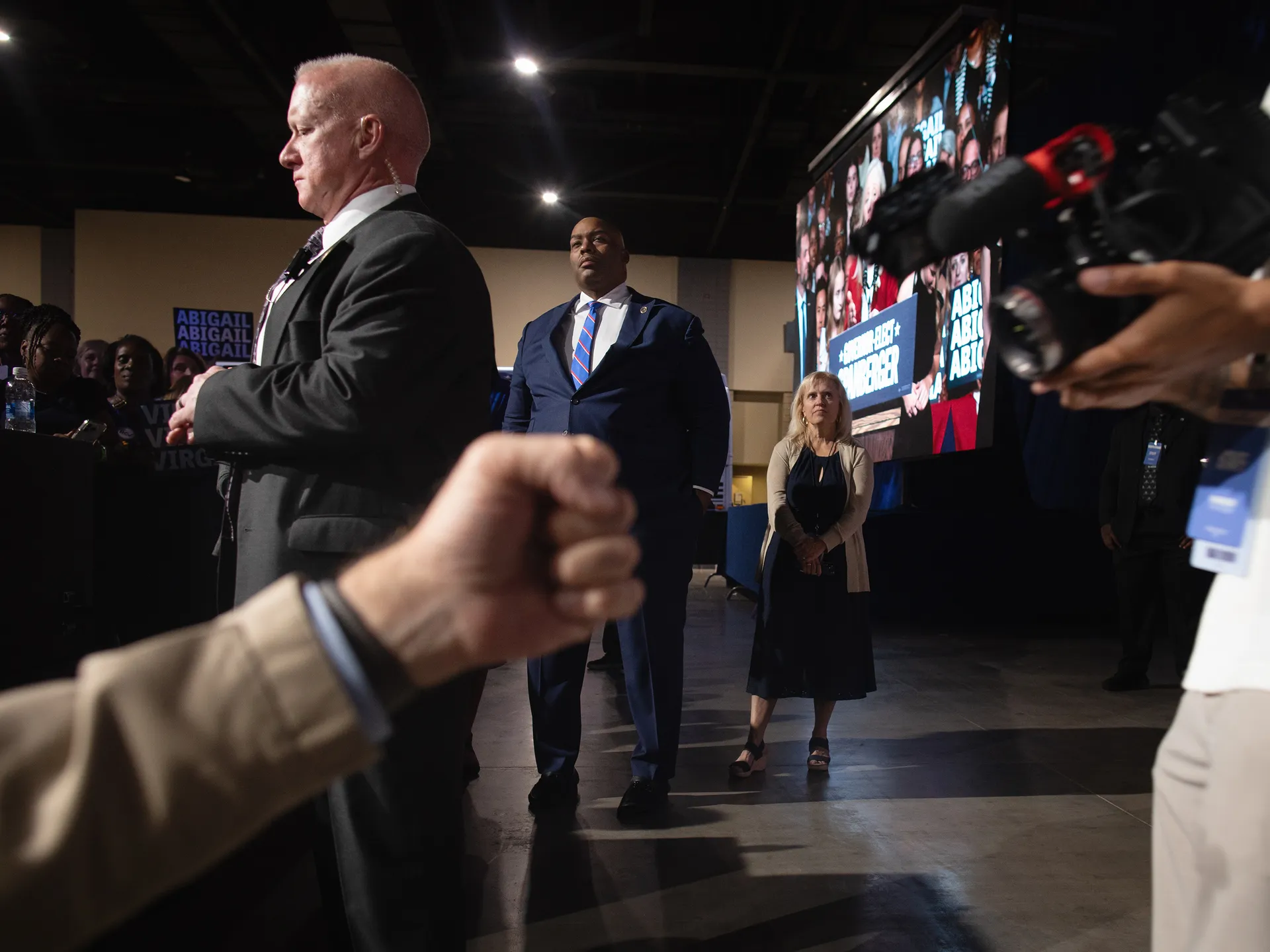 Photo essay: Amid historic election, Virginians long for change 30 Virginia state Sen. Lamont Bagby (center) listens to Governor-elect Abigail Spanberger's victory address on Nov. 4, 2025, at the Greater Richmond Convention Center.