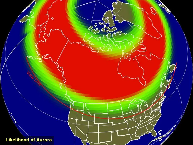 The U.S. saw vivid northern lights as far south as Florida — and more could be coming 3 NOAA's Space Weather Prediction Center "aurora viewline forecast" shows the swath of the northern U.S. in which the northern lights might be visible on Wednesday.