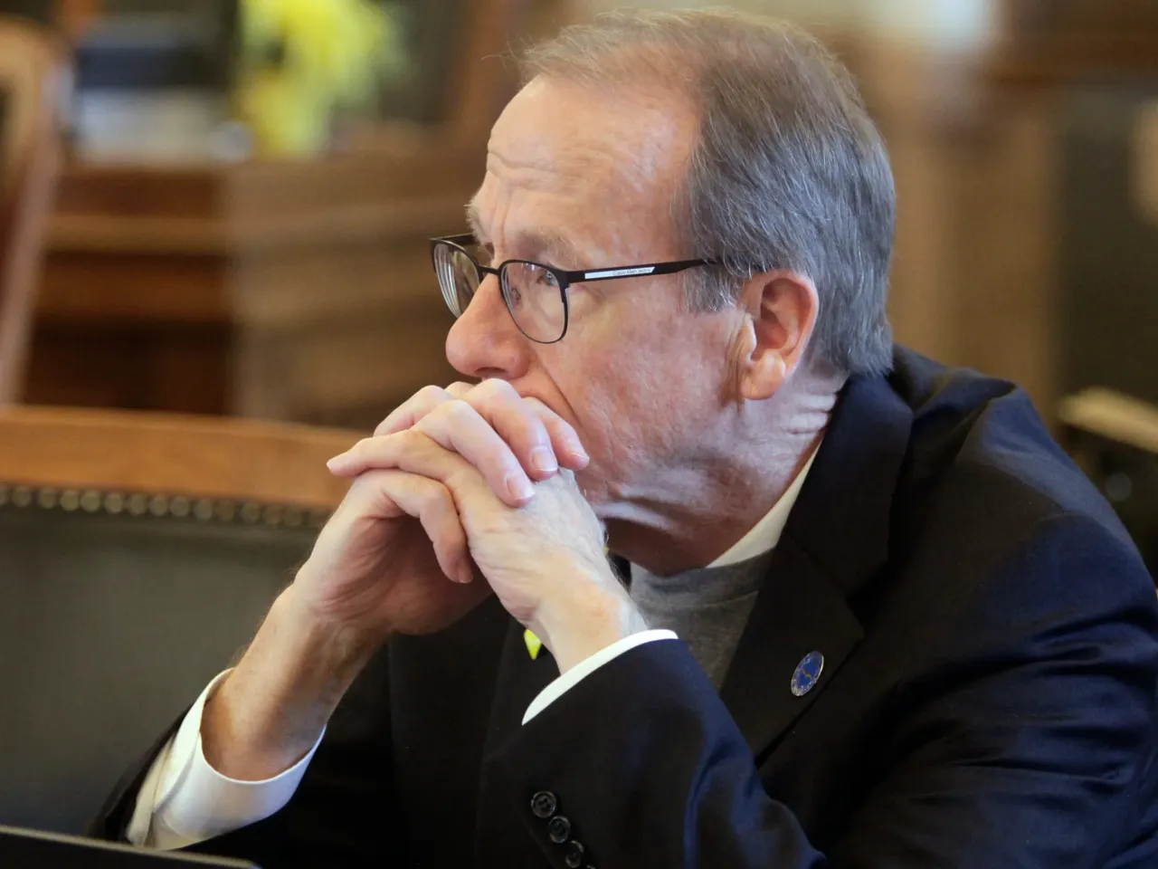 Kansas state Rep. Mark Schreiber, seen here in 2023, was one of 10 Republican holdouts in the chamber for a special session on redistricting.