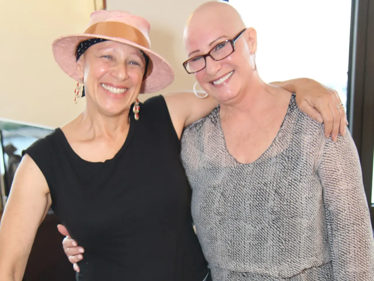 Thea Chassin (right), founder of Bald Girls Do Lunch, with group member Carrie Stern