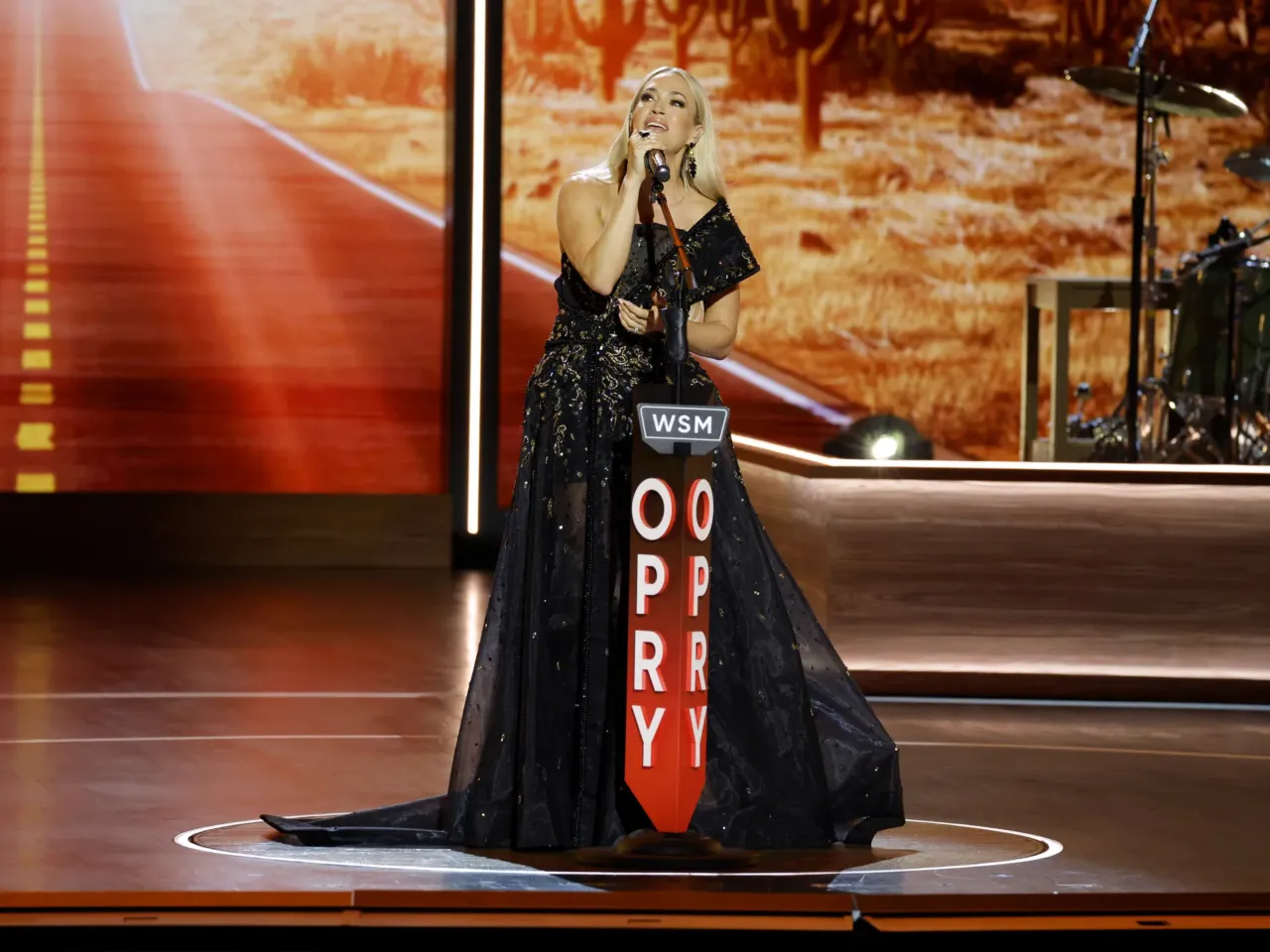 Carrie Underwood performs onstage during a celebration of the Grand Ole Opry's centennial on March 19, 2025 in Nashville, Tenn.