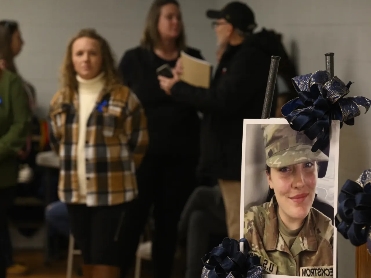 Where things stand with the National Guard shooting in D.C. 1 Community members prepare a portrait of West Virginia National Guard Specialist Sarah Beckstrom for a vigil in her honor at the town hall on Friday in Webster Springs, W.Va.