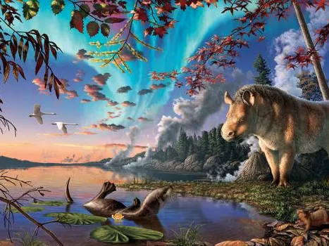 This High Arctic rhino may change what we know about ancient animal migrations 1 This artistic recreation shows the Arctic rhino, Epiatheracerium itjilik, on the edge of its forested lake habitat in what is now Canada, some 23 million years ago.