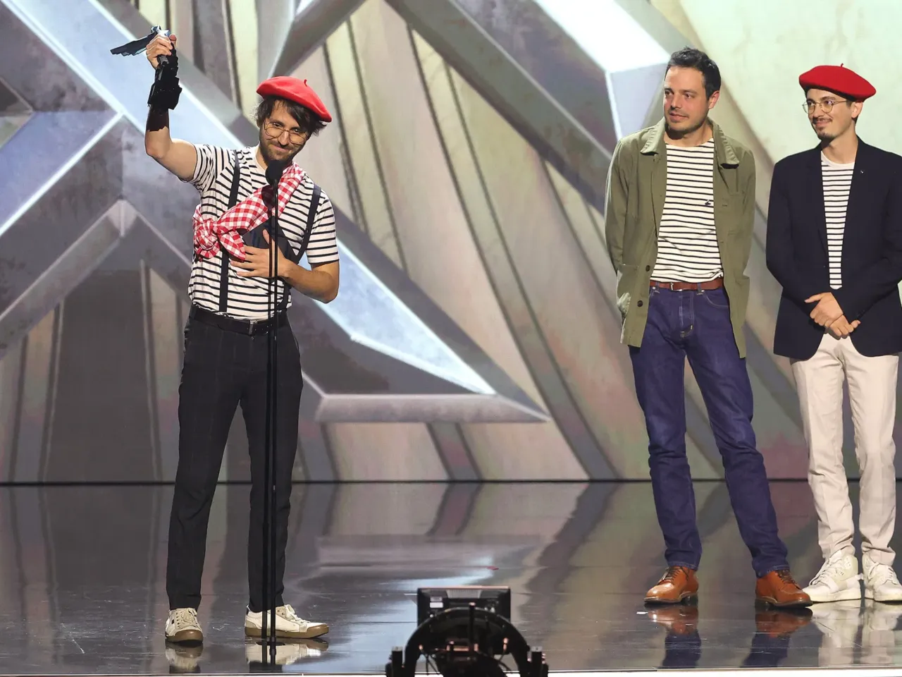 Guillaume Broche, Tom Guillermin, Nicholas Maxon-Framcombe, and François Meurisse accept the Game of the Year award for Clair Obscur: Expedition 33.
