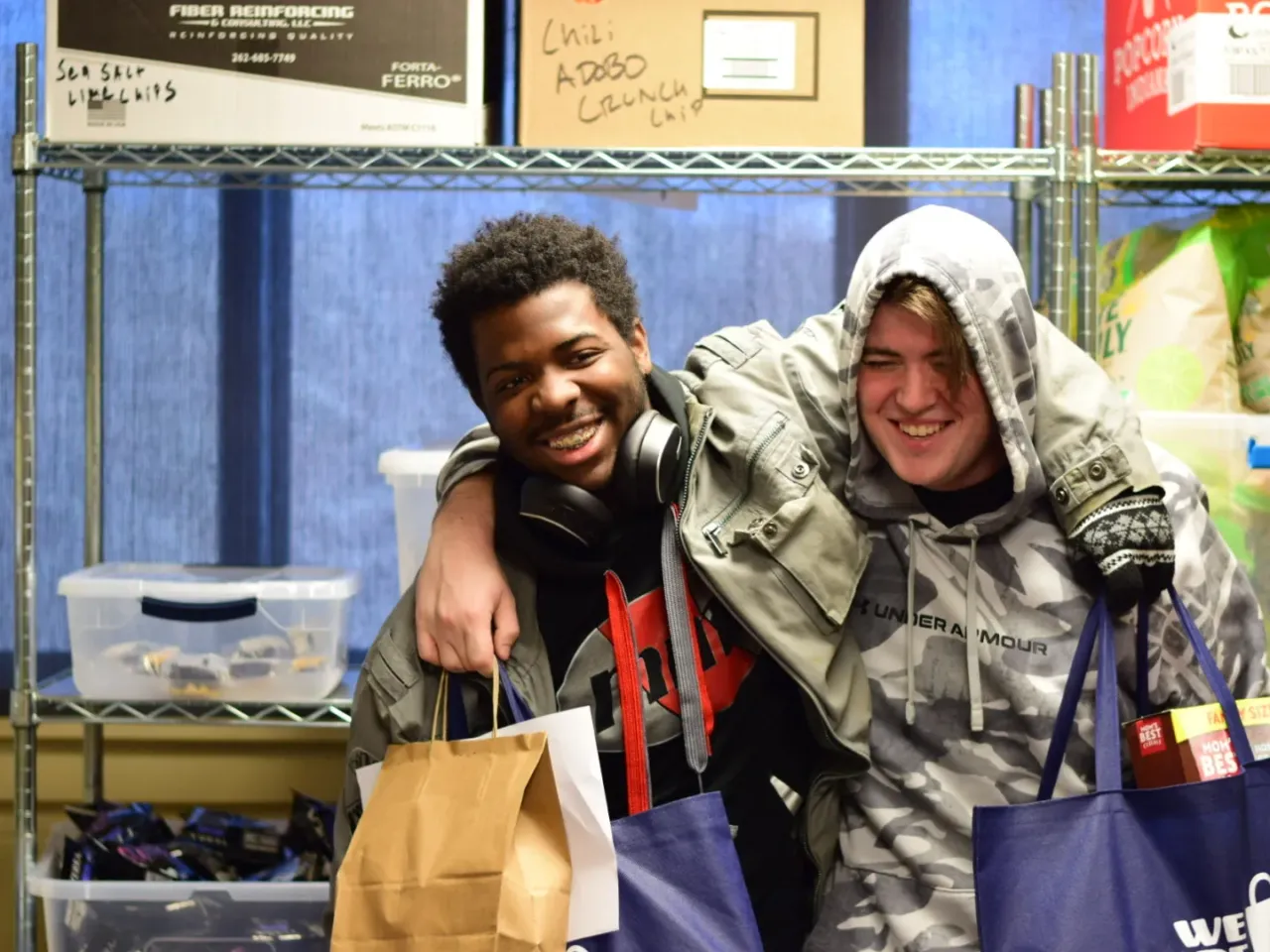 2 in 5 college students face food insecurity – colleges are working to help 2 Leon Garland (left) and Zephaniah Waldron (right) visited the food pantry at Penn State Harrisburg to stock up on essentials before finals week in December.