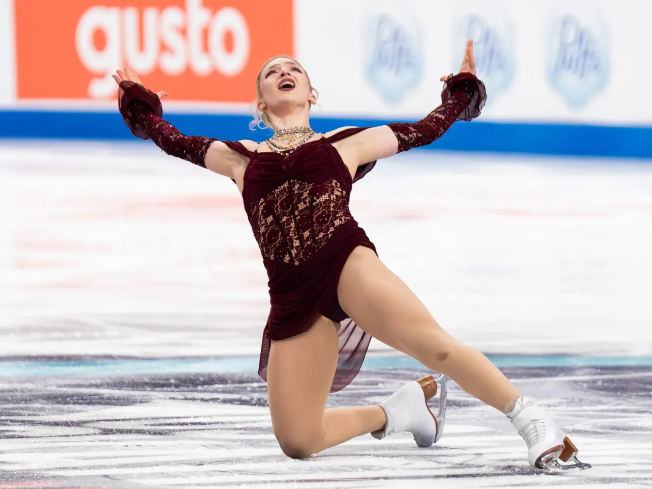 Amber Glenn, of Dallas FSC, competes in the women's short program during the 2026 U.S. Figure Skating Championships at the Enterprise Center in St. Louis on Wednesday, Jan. 7, 2026. Glenn nabbed the event's top score that night and went on to win the gold medal.