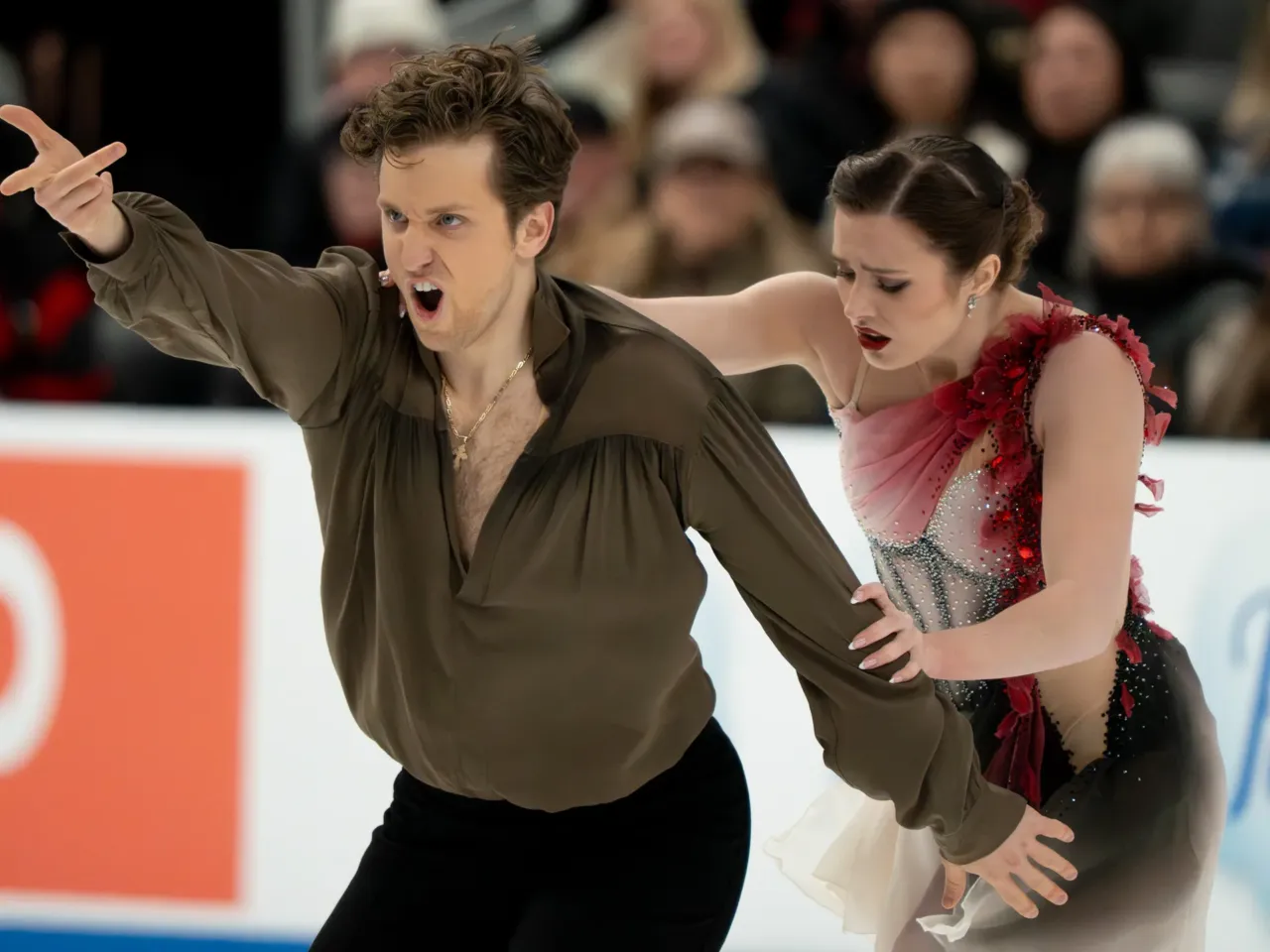 Christina Carreira and Anthony Ponomarenko compete in the ice dance free skate during the 2026 U.S. Figure Skating Championships at the Enterprise Center on Saturday, Jan. 10, 2026, in St. Louis. The pair would go on to win the bronze medal in the final.