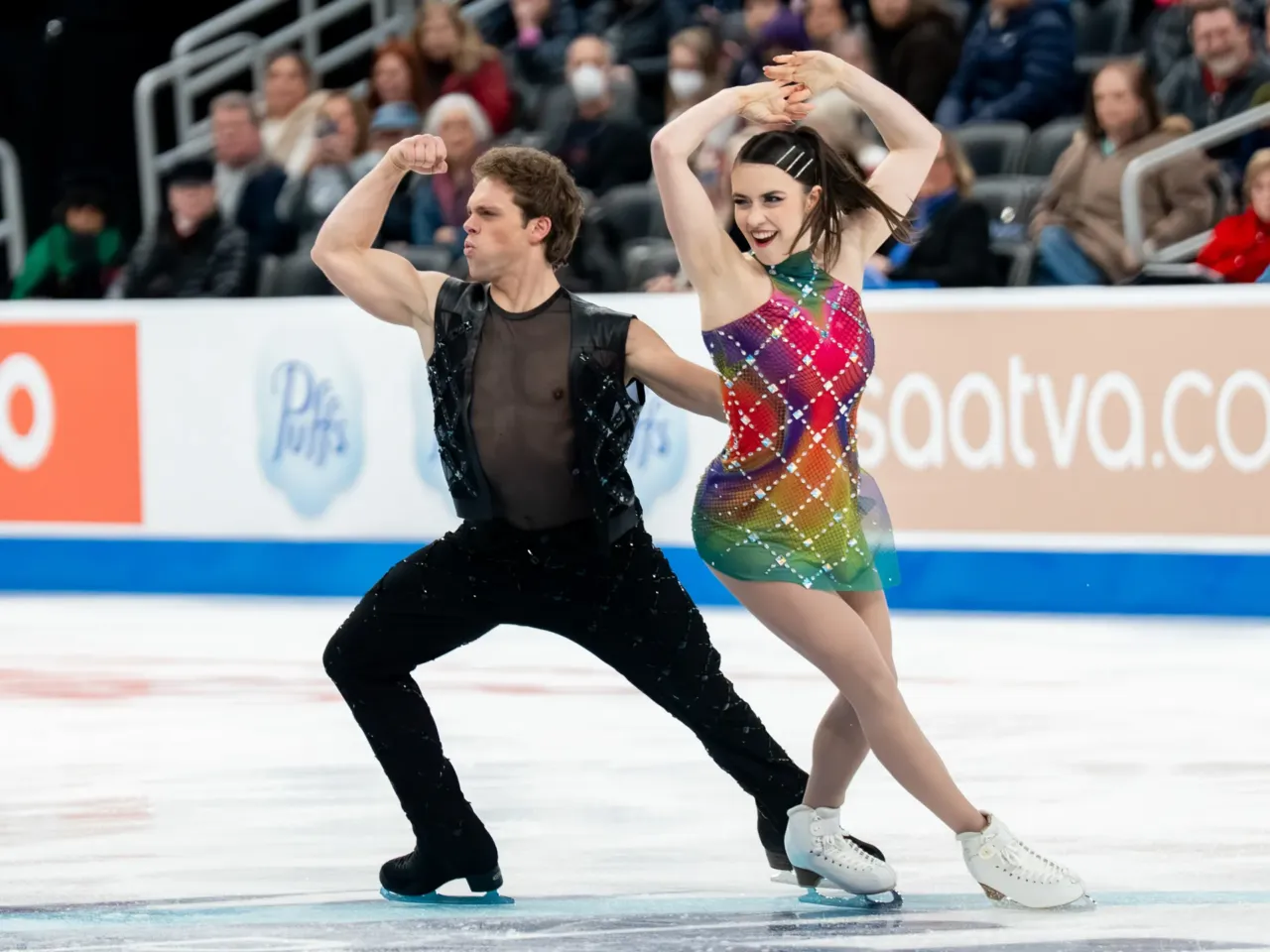 Caroline Green and Michael Parsons compete in the ice dance competition during the 2026 U.S. Figure Skating Championships at the Enterprise Center on Thursday, Jan. 8, 2026, in St. Louis.