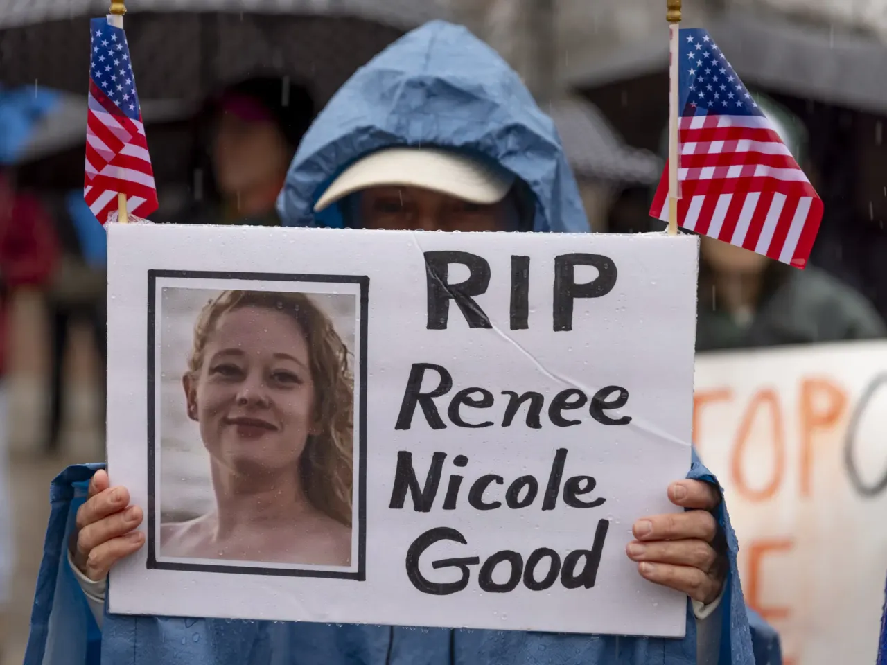 Demonstrators gather near the White House for an anti-ICE protest organized by Refuse Fascism on Saturday, Jan. 10, 2026, in response to the recent shooting death of Renee Macklin Good.