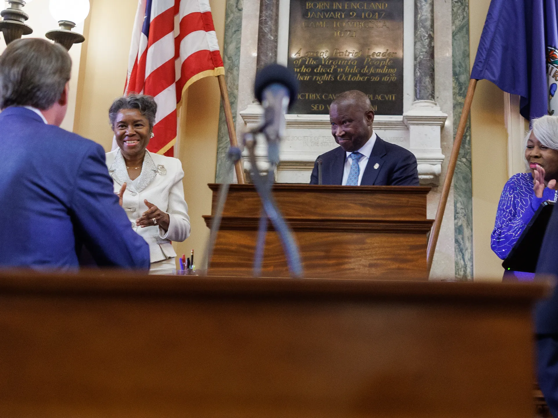 Gov. Glenn Youngkin: Virginia is stronger 'by every single metric' 3 Gov. Glenn Youngkin flanked by Lt. Gov. Winsome Earle-Sears, Speaker of the House Don L. Scott, D-Portsmouth, and President pro tempore Louise Lucas gets ready to deliver his final State of the Commonwealth address to the joint session of the 2026 General Assembly session on Wednesday, January 14, 2026 at the Virginia State Capitol in Richmond, Virginia.