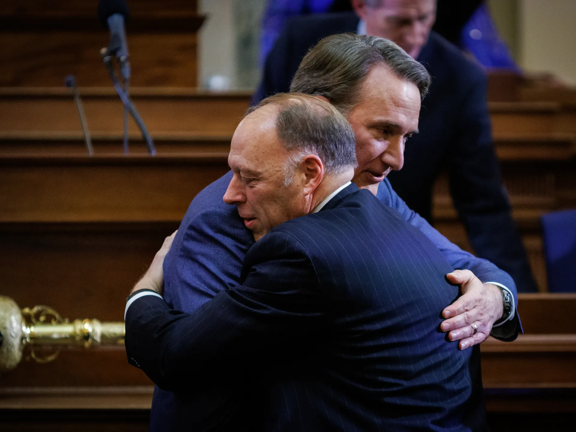 Gov. Glenn Youngkin: Virginia is stronger 'by every single metric' 18 Gov. Glenn Youngkin embraces his Chief of Staff John Littel after delivering his final State of the Commonwealth address to the joint session of the 2026 General Assembly session on Wednesday, January 14, 2026 at the Virginia State Capitol in Richmond, Virginia.