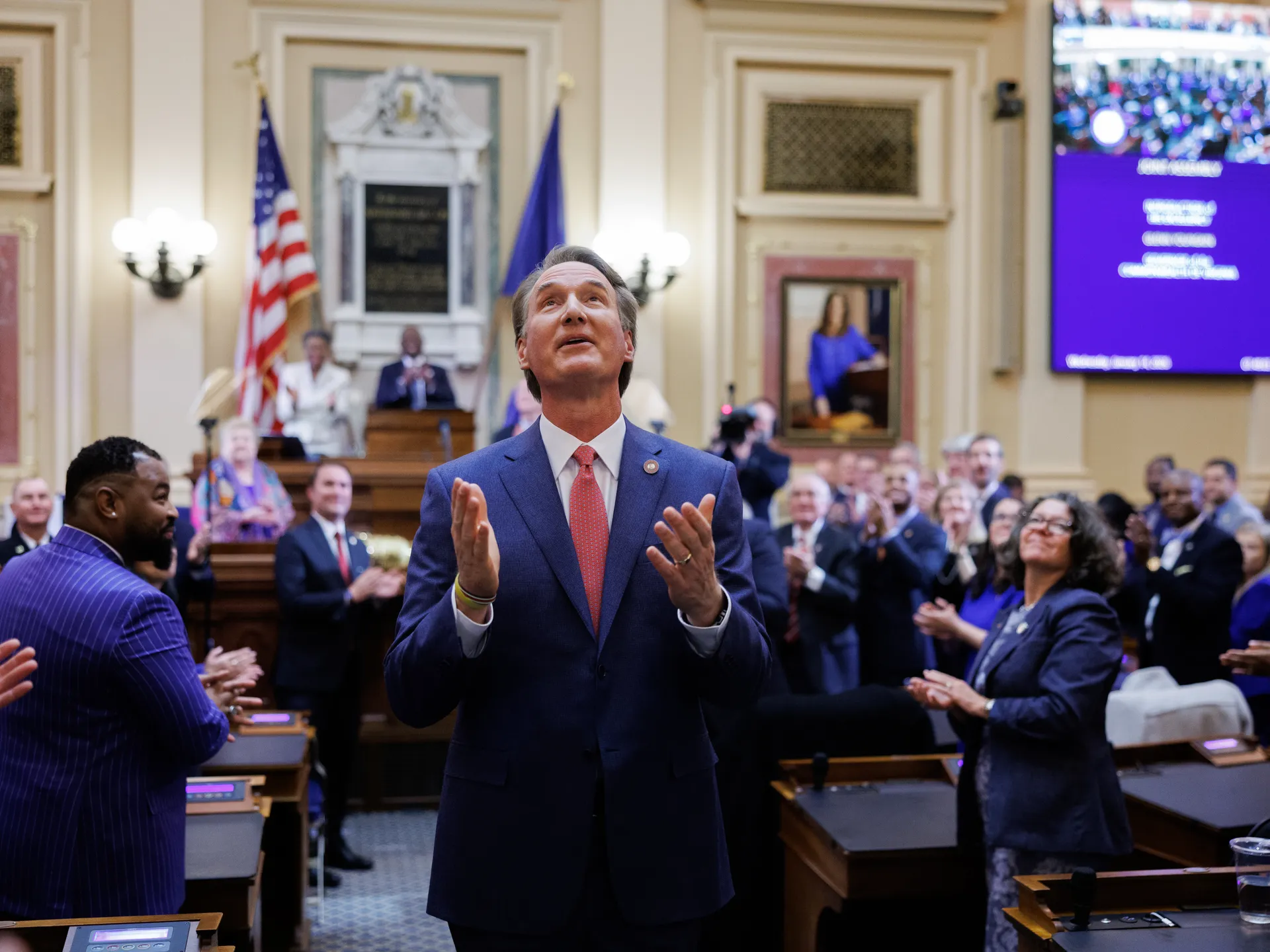Gov. Glenn Youngkin: Virginia is stronger 'by every single metric' 19 Gov. Glenn Youngkin thanks his wife, First Lady Suzanne Youngkin, after delivering his final State of the Commonwealth address to the joint session of the 2026 General Assembly session on Wednesday, January 14, 2026 at the Virginia State Capitol in Richmond, Virginia.