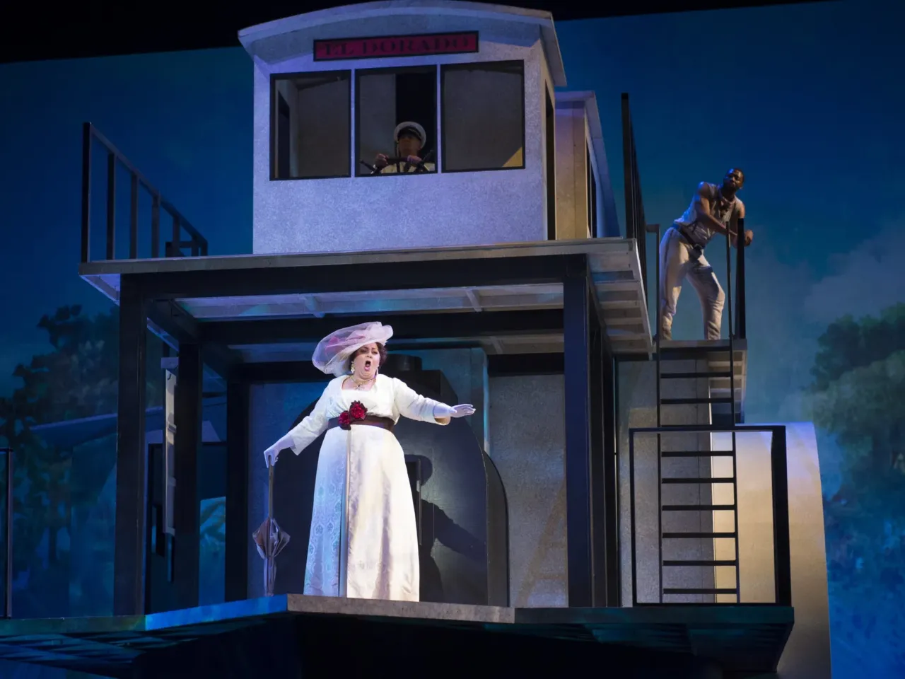 Christine Goerke, in the part of Florencia, sings during a performance of "Florencia in the Amazon," presented by the Washington National Opera, at the John F. Kennedy Center for the Performing Arts in Washington, D.C. on Sept. 17, 2014.
