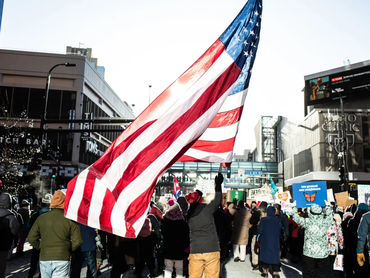 Minnesotans turn out in the frigid cold to protest Trump's immigration crackdown 4 Thousands gather downtown for the protest and strike against federal immigration enforcement and the expanded ICE operations in Minneapolis, Minnesota, Jan. 23, 2026.
