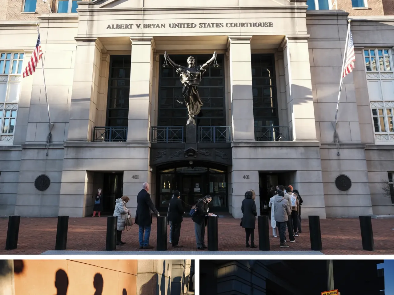 Top: Participants wait in line for the first naturalization ceremony of 2026 at the Albert V. Bryan Federal Courthouse in Alexandria, Va. on Jan. 15. Bottom: People awaiting their naturalization ceremony, alongside others summoned to court, stand outside of the E. Barrett Prettyman United States Court House in Washington, D.C., on Jan. 13.