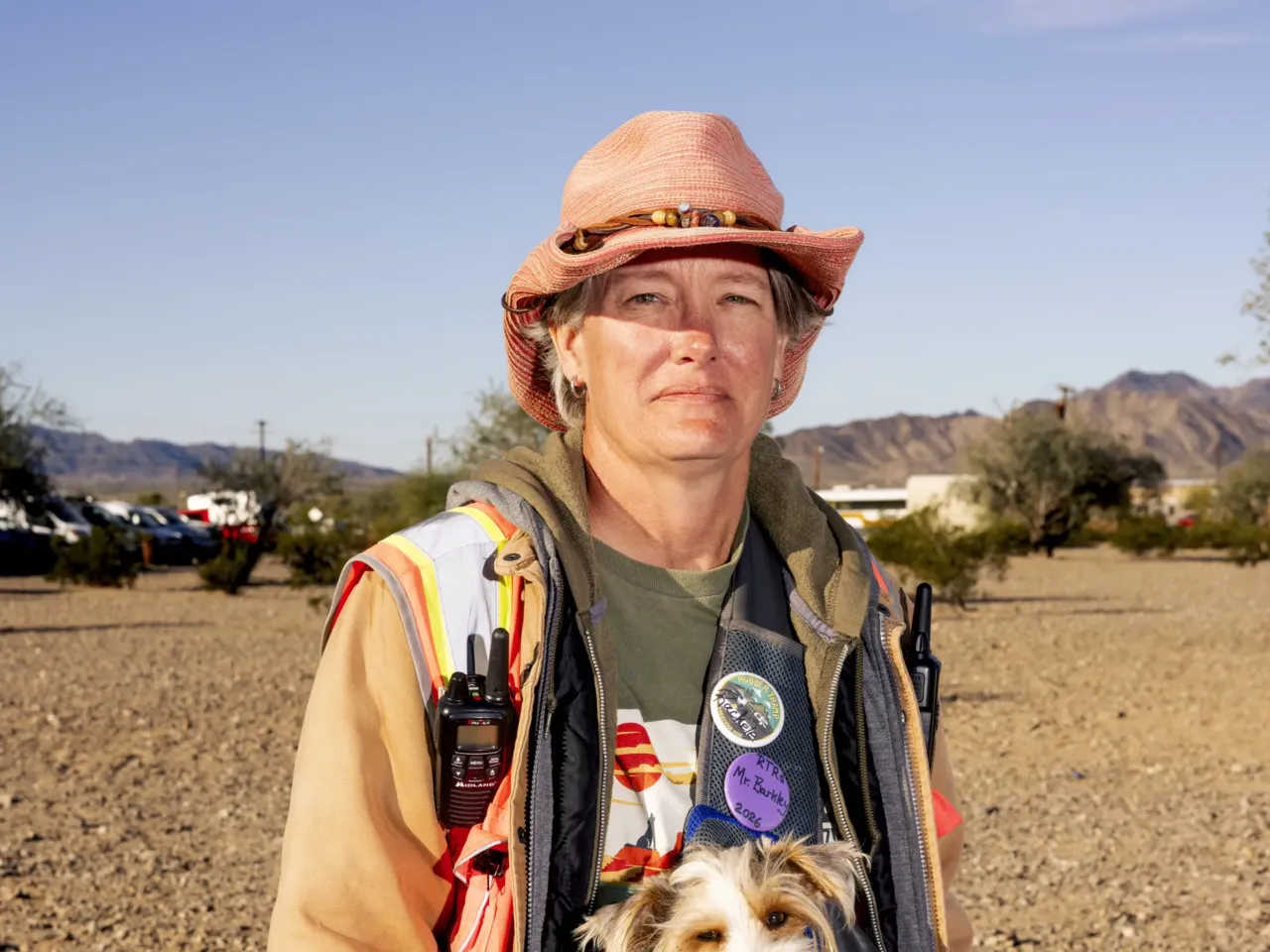Volunteer lead for guest safety Rachele Adair with her dog, Mr. Barkley.