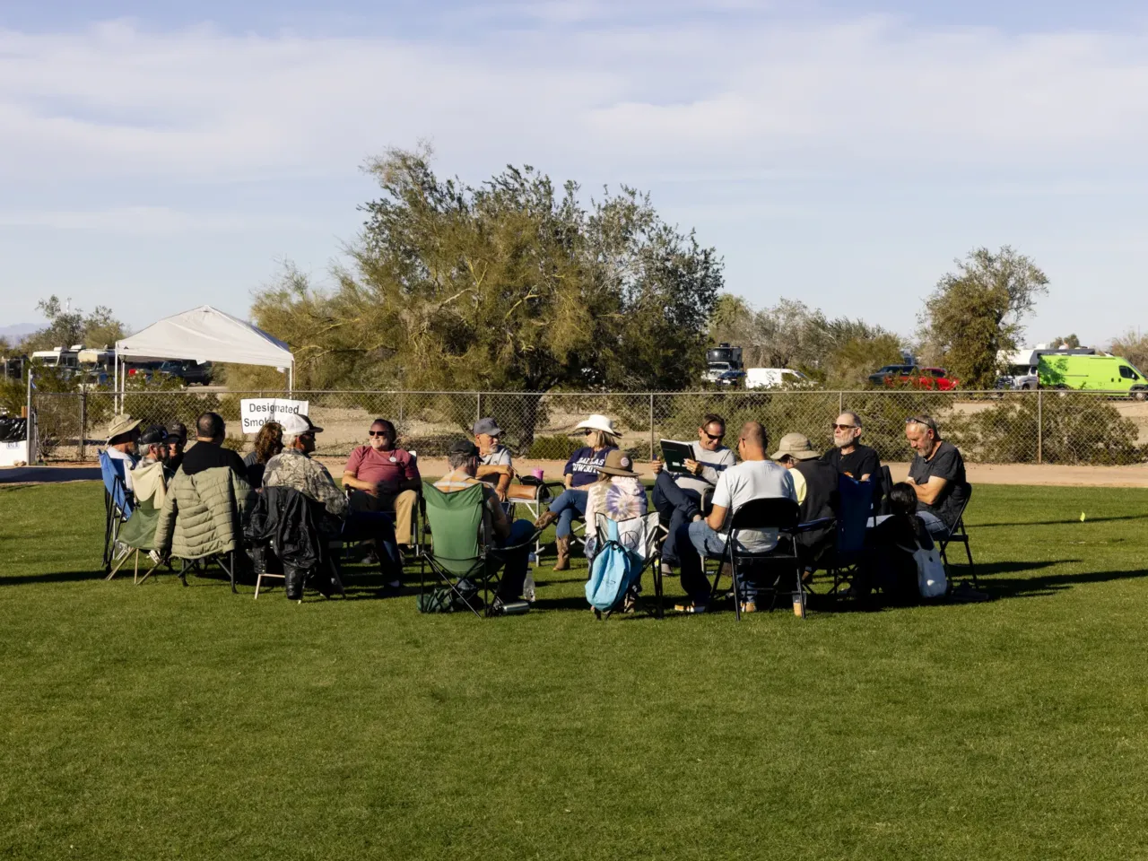 Attendees gather together at the Rubber Tramp Rendezvous.