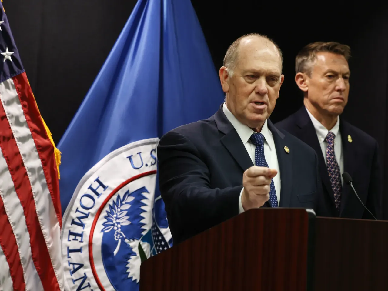 Border czar Tom Homan speaks during a news conference about ongoing immigration enforcement operations on Thursday in Minneapolis, Minn. President Trump announced Homan would take over the lead of Immigration and Customs Enforcement operations in Minnesota after federal agents shot and killed a second U.S. citizen during Operation Metro Surge.