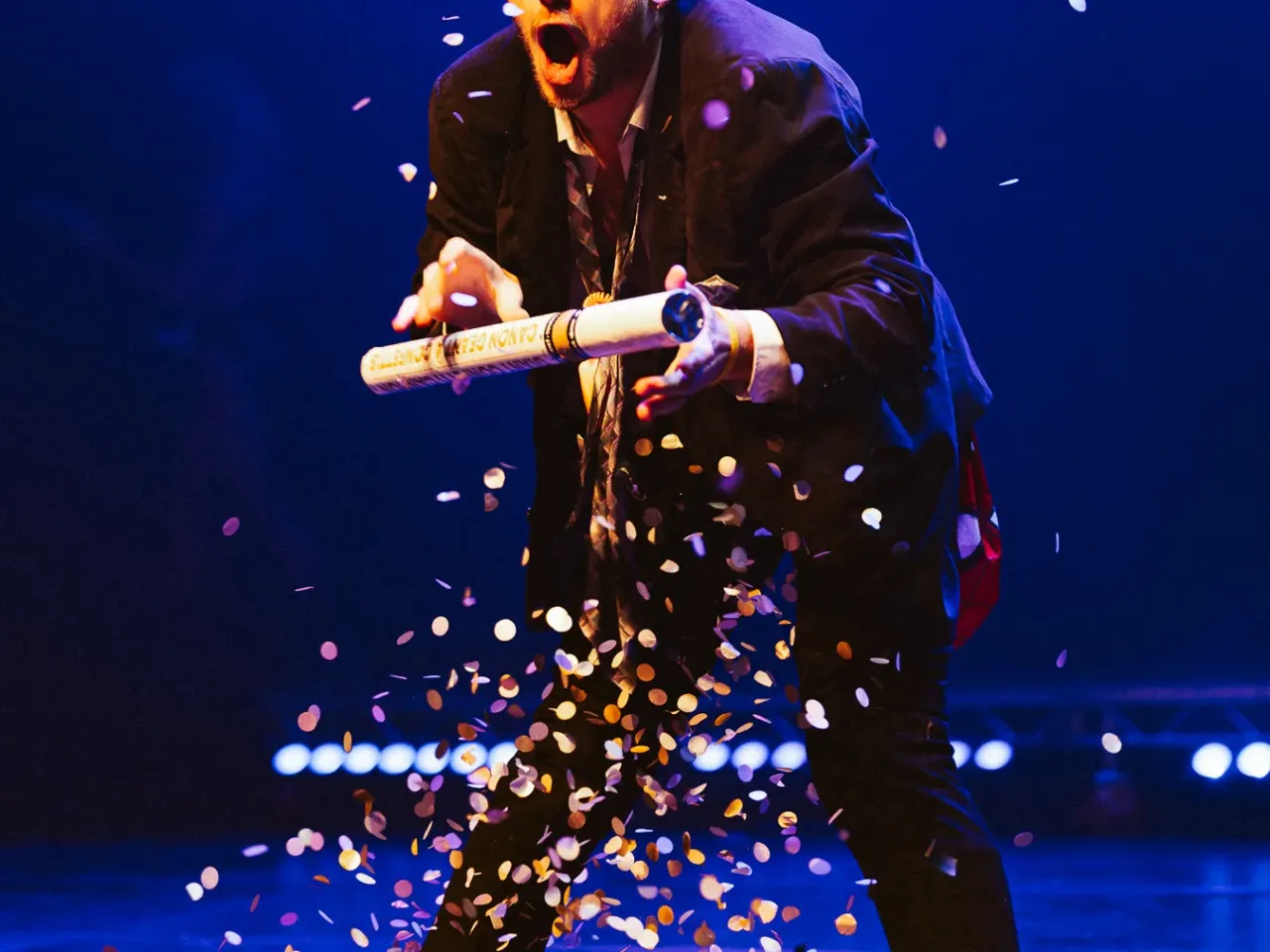 Zach Zucker performs in Stamptown at the Fringe festival in Edinburgh, Scotland, in August last year. Zucker studied at France's École Philippe Gaulier and his traveling variety show leans into the school's philosophy.