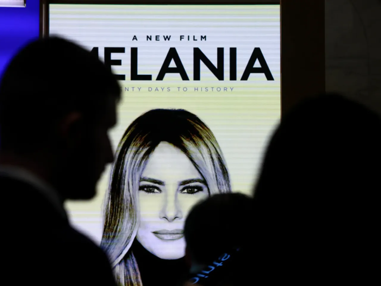 Ads for the Melania movie at the New York Stock Exchange, where the first lady rang the bell last week.