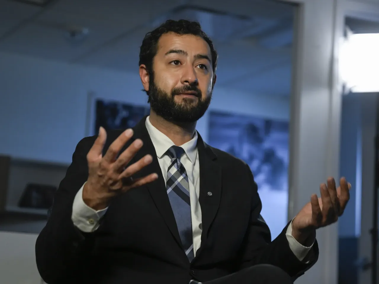 Syria, once home to a large Jewish community, takes steps to return property to Jews 6 Mouaz Moustafa, the executive director of the Syrian Emergency Task Force, speaks during an interview in Washington, D.C., on Dec. 19, 2024.