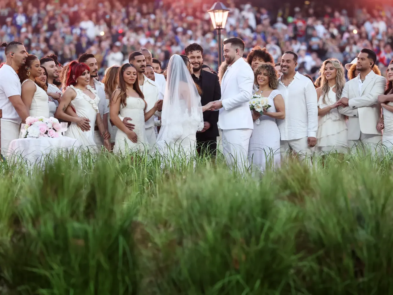 Bad Bunny makes Puerto Rico the home team in a vivid Super Bowl halftime show 2 Within the halftime show, an actual wedding took place: A couple that had reportedly invited Bad Bunny to their wedding was instead invited to get married during his concert.