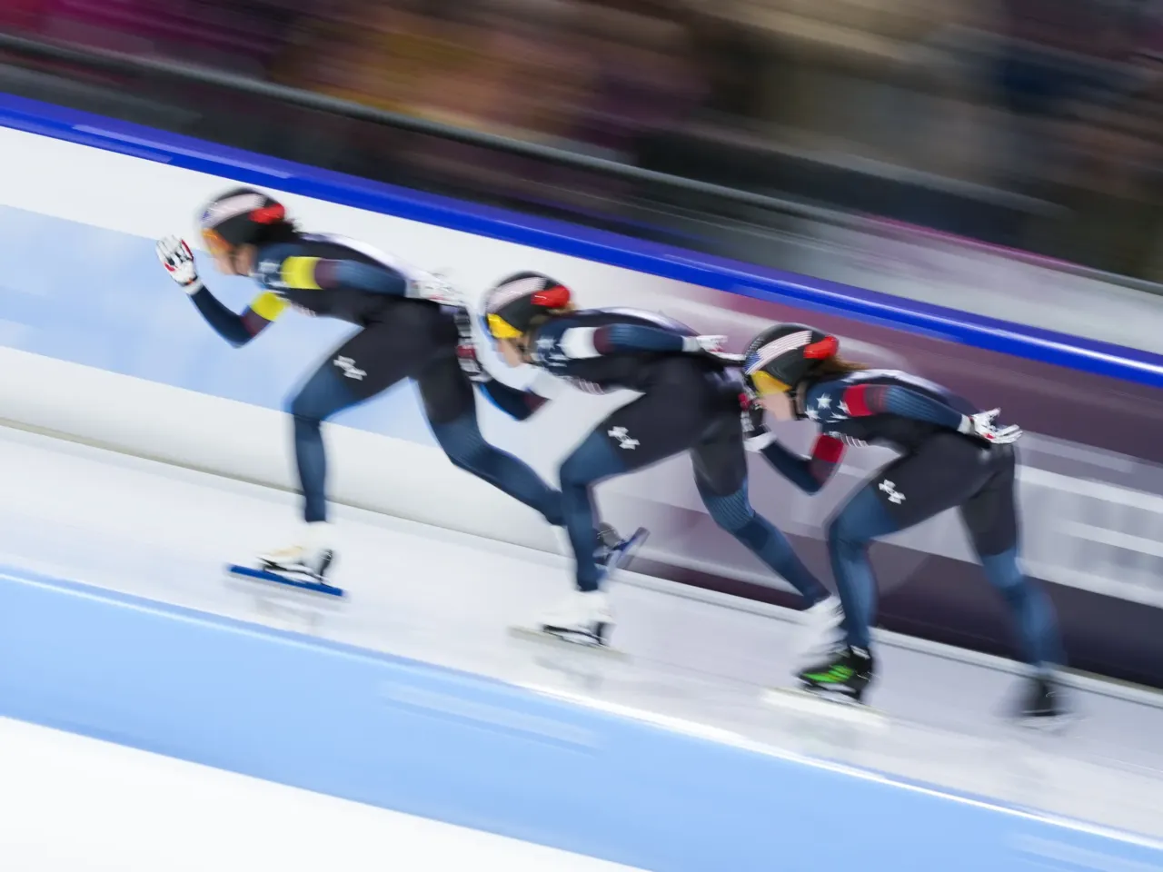 U.S. Olympic speed skaters adapt NASCAR 'bump drafting,' revolutionizing team event 1 Team USA with Brittany Bowe, Mia Kilburg, and Giorgia Birkeland, from left to right, compete in the women's Team Pursuit of the Speedskating Single Distance World Championships at Thialf ice arena Heerenveen, Netherlands, Friday, March 3, 2023.