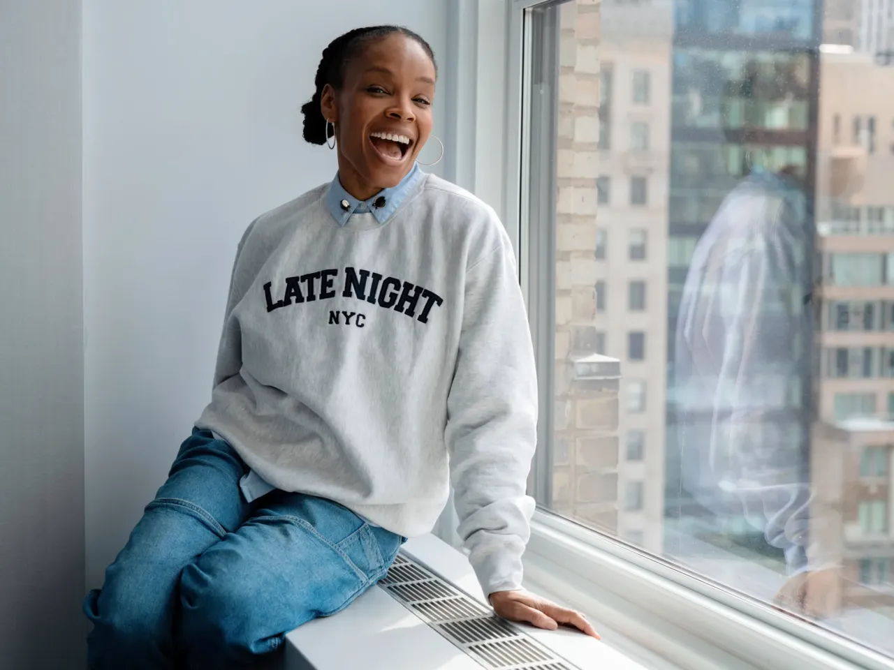 Amber Ruffin, co-producer of BigFoot! The Musical, a new off-Broadway comedy musical, stops by the NPR offices in New York City, on Feb. 12, 2026.