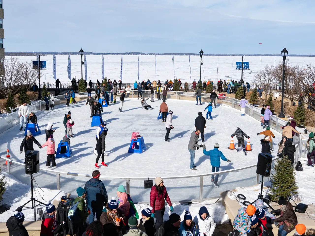 This community festival embraces the joys of a frozen lake — while it still has one 7 People skate during the Frozen Assets Festival at the Edgewater Hotel's ice rink on Saturday, Feb. 7, in Madison, Wis.