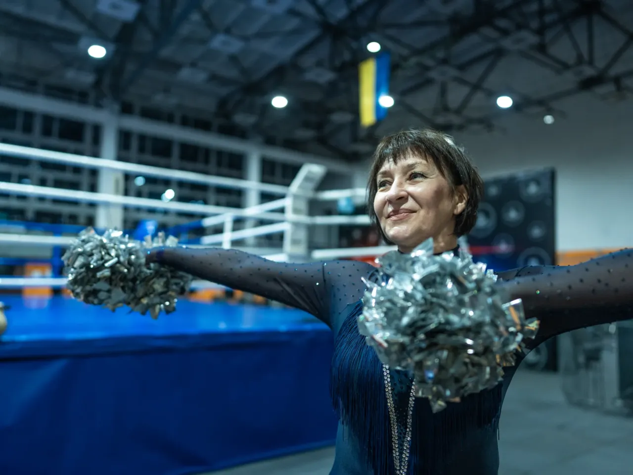 Chemistry teacher Inna Skryl, 56, says joining the Sunrise cheerleading squad helped lift her out of a deep depression caused by the constant bombing of her hometown, Kharkiv, in Ukraine's northeast.