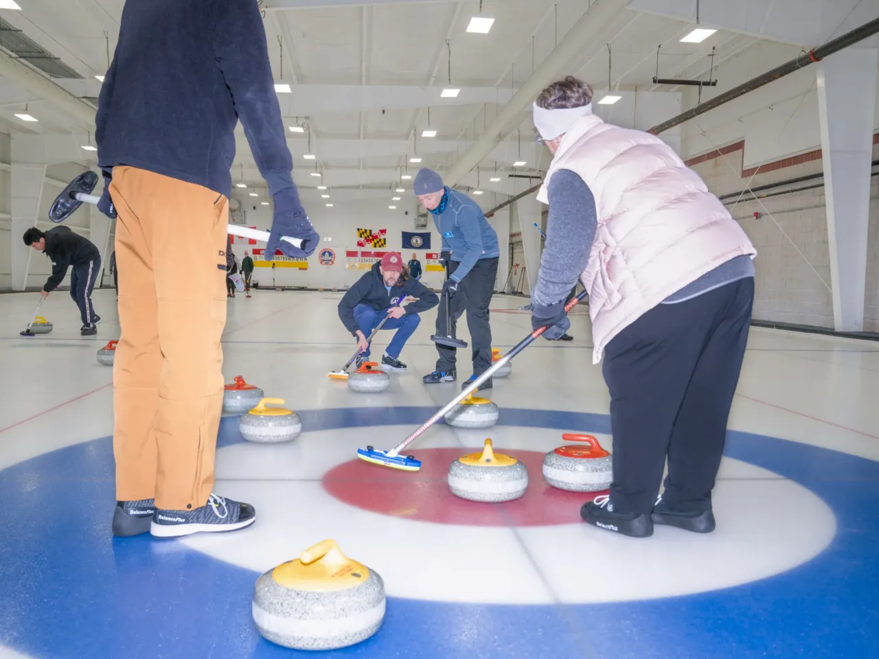 People play at the Potomac Curling Club on Wednesday.