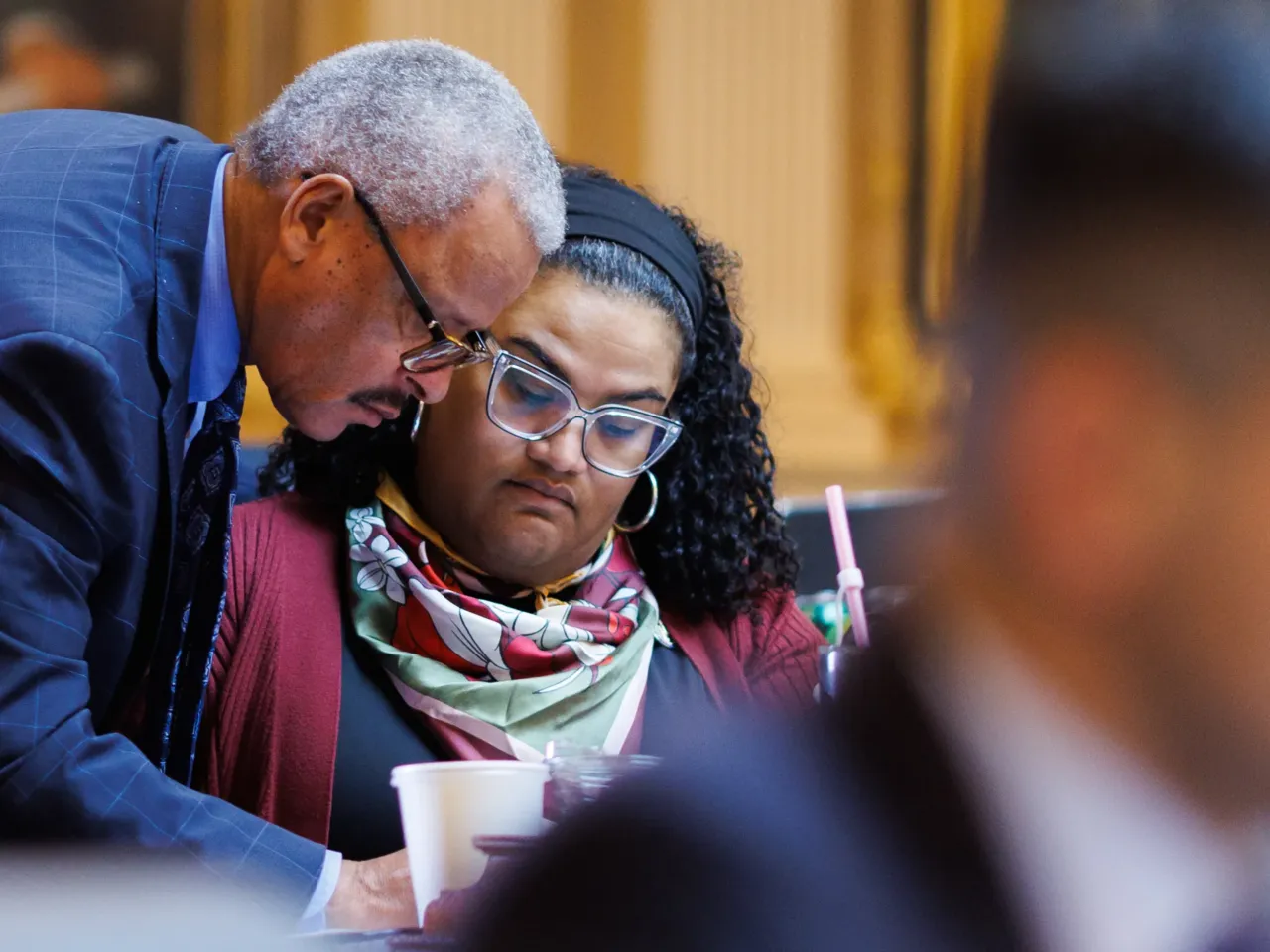 Dels. Luke Torian, D–Prince William, and Cia Price, D–Newport News, work together during a General Assembly session on Monday, January 26, 2026 at the Virginia State Capitol in Richmond.