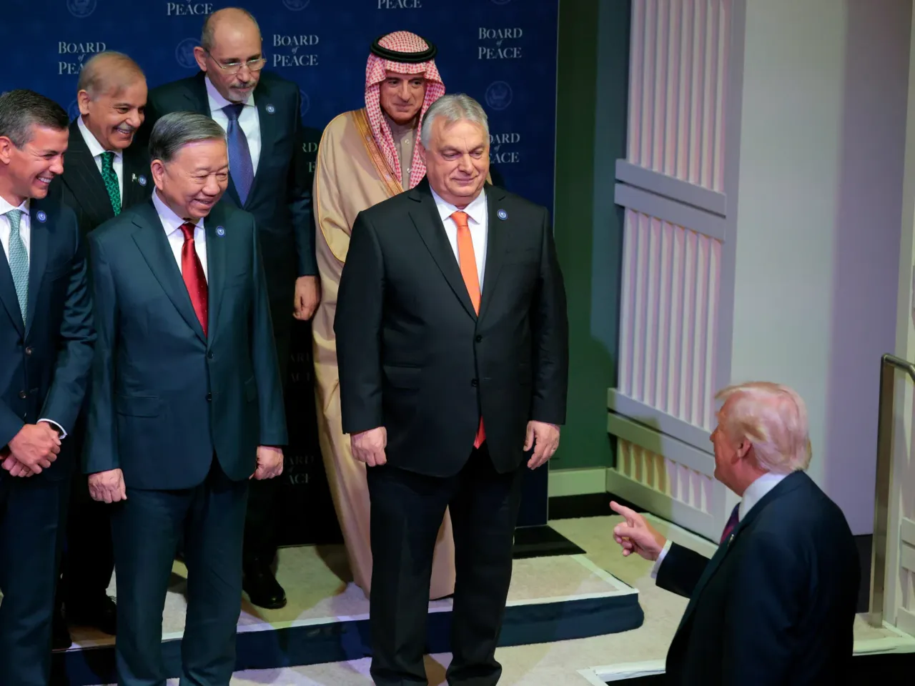 How Trump's Treasury is shifting sanctions to punish his critics and reward friends 5 World leaders including Hungary's Prime Minister Viktor Orbán (center) watch as President Trump arrives for the inaugural meeting of the Board of Peace at the Donald J. Trump Institute of Peace on Feb. 19 in Washington, D.C.