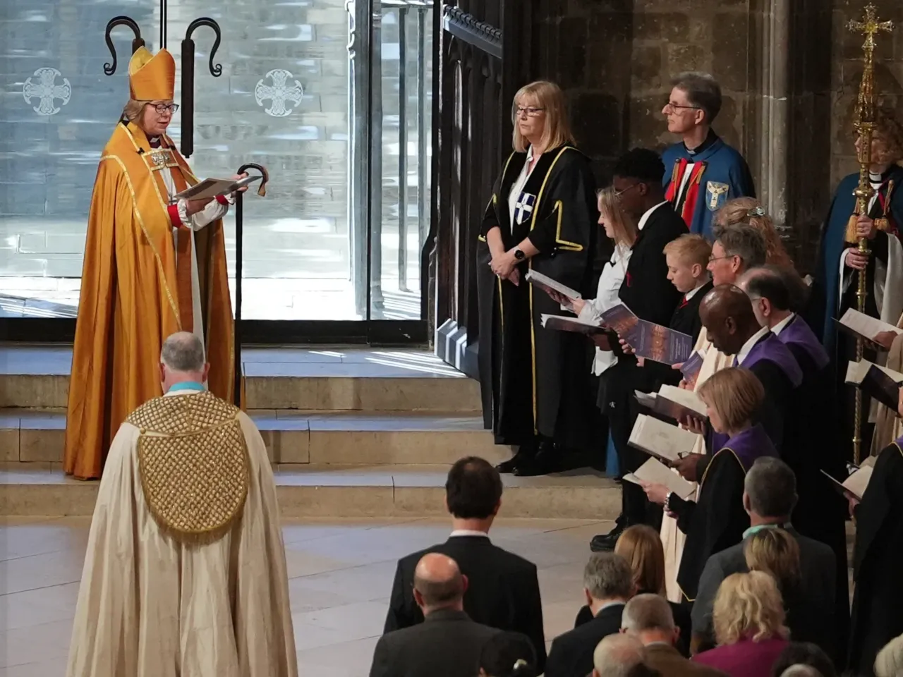 For the first time in more than 1,400 years, Church of England gets a woman leader 1 The Archbishop of Canterbury Sarah Mullally is greeted by local school children during the Enthronement Ceremony installing her as the 106th archbishop of Canterbury, at Canterbury Cathedral in England on Wednesday March 25, 2026.