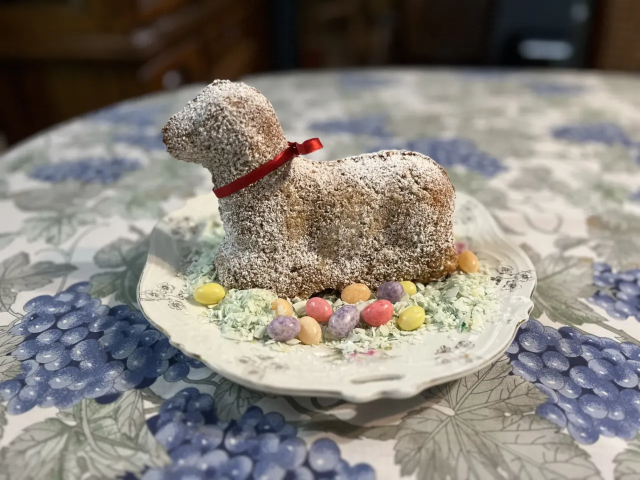 Buttercream wool and jelly bean eyes: The art of the Easter lamb cake 3 Alona Steinke adds American touches to her lamb cake, like jelly beans and coconut flakes dyed green.