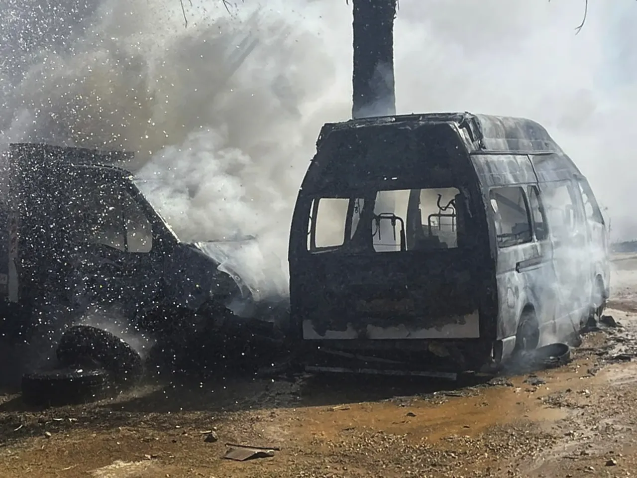 In Lebanon, more than 50 medics have been killed by Israel. Some say they're targeted 2 A truck and ambulance burn after Israeli airstrikes hit a group of paramedics outside a hospital in Marjayoun, southern Lebanon on Oct. 4, 2024.