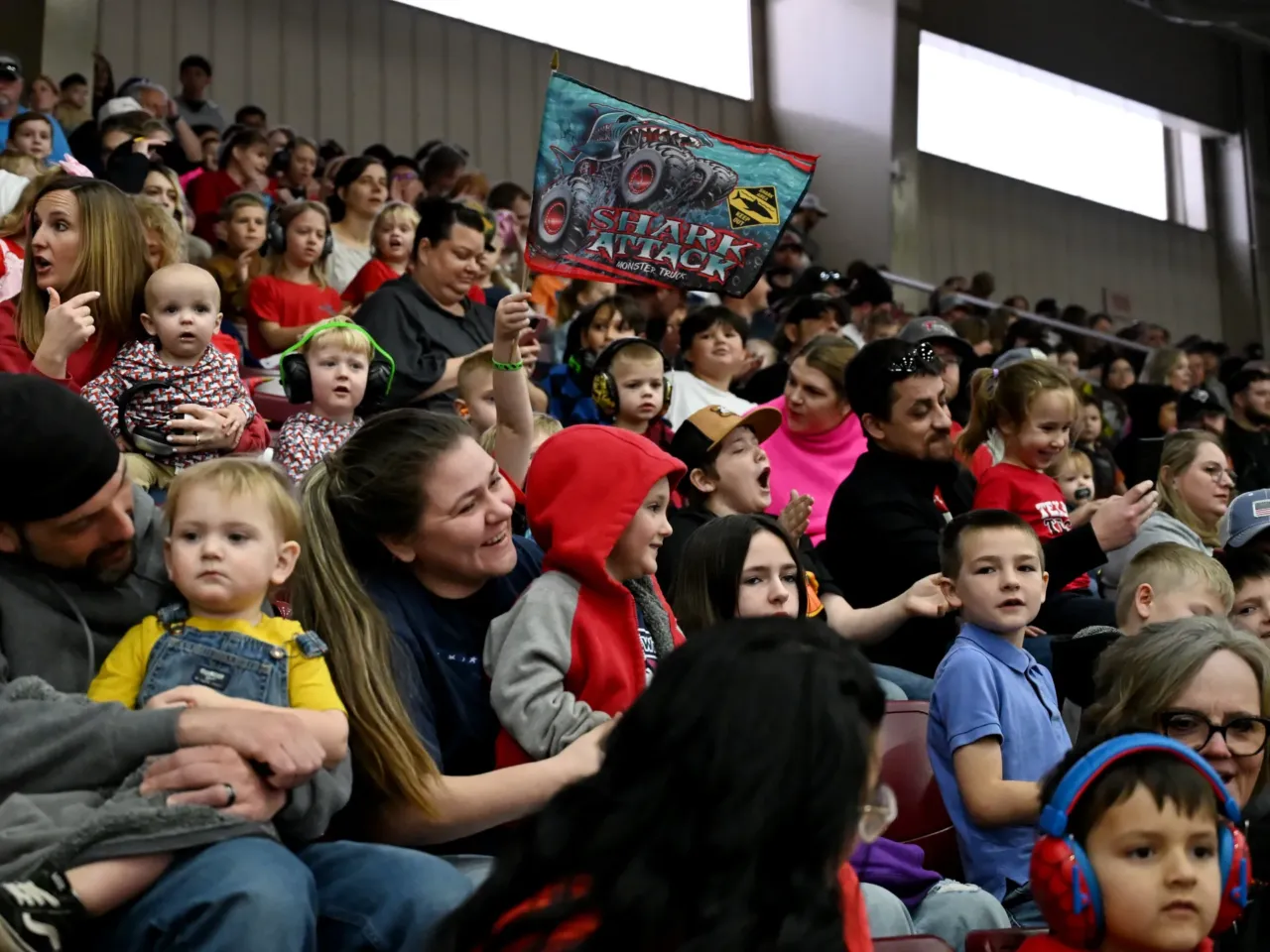 Monster trucks find a big audience with little kids 3 Fans cheer as Monster Truck Wars begins in Levelland, Texas. The show has monster trucks compete for the best tricks on a dirt track.