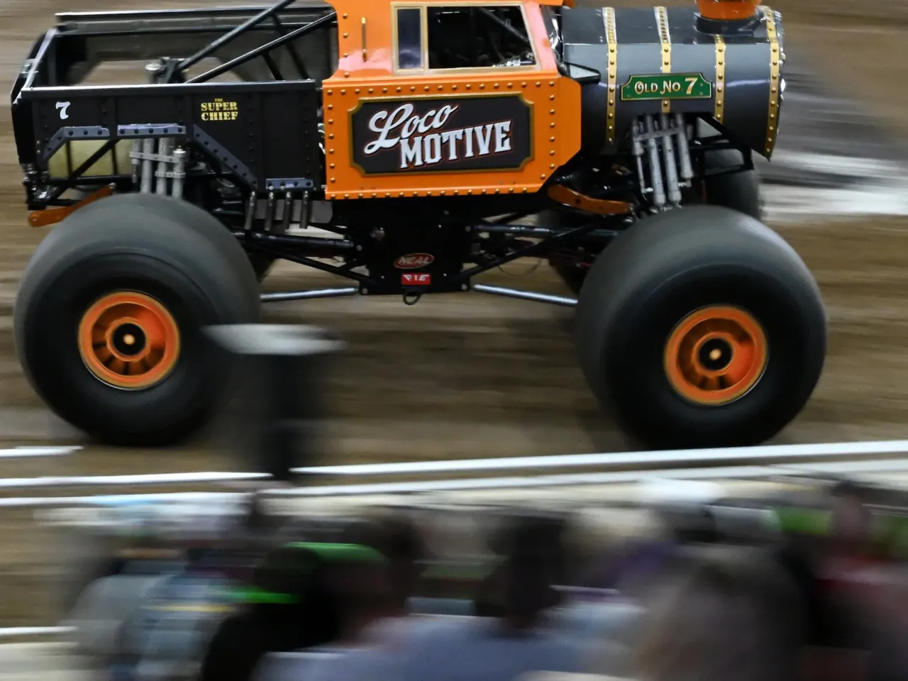 Monster trucks find a big audience with little kids 8 Monster Trucks, like the Loco-MOTIVE, no longer resemble trucks. They have tires nearly six feet tall, burn methyl alcohol, generate 1500 horsepower and are built of custom-made components.