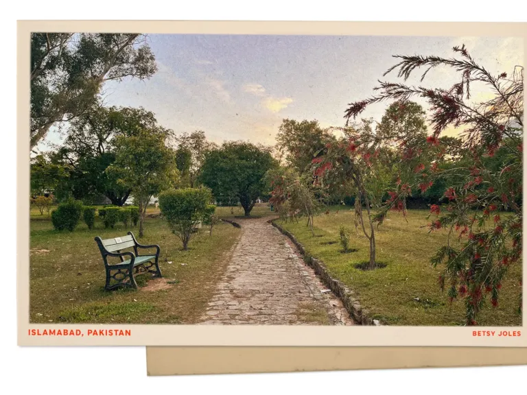 Greetings from an Islamabad park, a peaceful vantage point in an uncertain world