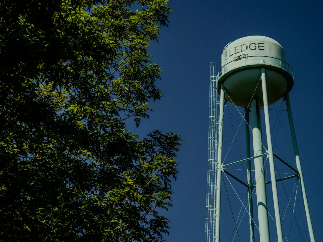 The rising cost of fertilizer and fuel prices is pushing some farmers to the brink 3 A water tower in the town of Sledge, Miss. on Friday, April 17, 2026.