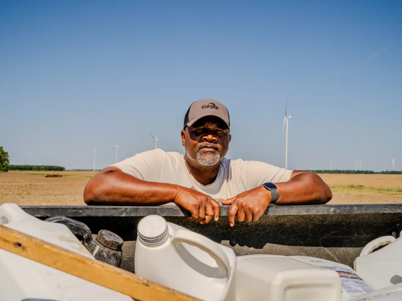 The rising cost of fertilizer and fuel prices is pushing some farmers to the brink 4 Anthony Bland, 58, leans over his truck in one of his fields in Sledge, Miss. on Friday, April 17, 2026. When asked if he would continue farming, Bland referenced the definition of insanity as "doing the same thing expecting different results," adding, "with tariffs on top of the war, we know the results aren't going to get any better."