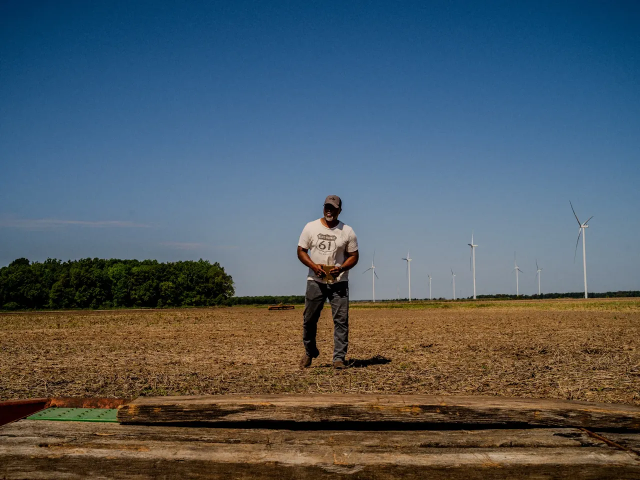 The rising cost of fertilizer and fuel prices is pushing some farmers to the brink 6 Anthony Bland walks one of the fields he'll plant soybeans in on Friday, April 17, 2026. Bland used to grow rice as one of his main crops, but retaliatory tariffs placed by other countries in response to President Trump's tariffs have caused the price of rice to plummet, so he's pivoted to growing more soybeans.
